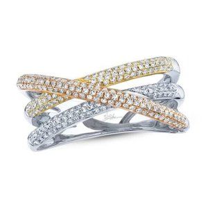 Shy Creation Ring 1/2 ct tw Diamonds 14K Tri-Color Gold - size 5.5